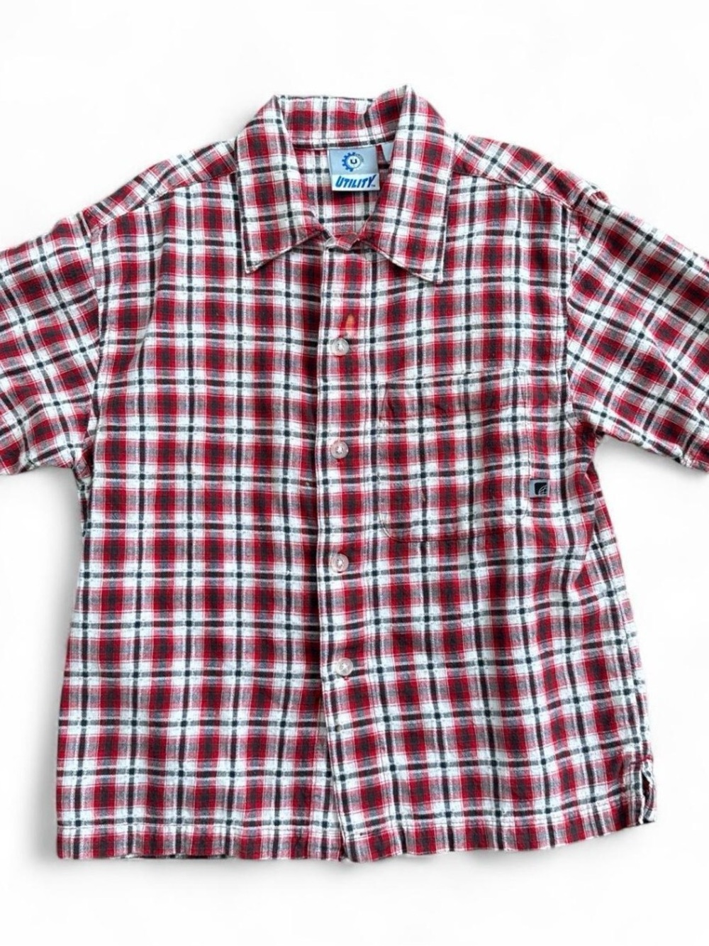 Kids Utility Cotton Plaid Button-Up Shirt